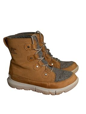 Sorel Kids' Tan and Gray Waterproof Lace-Up Winter Boots